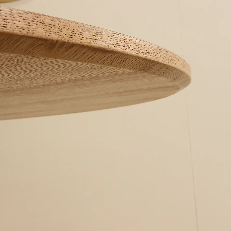 Comedor Redondo Tulip Wood Base Blanca 100cm + 4 Sillas Lino 5