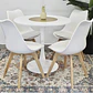 Comedor Redondo Tulip Blanco 80cm + 4 Sillas Eames Acolchadas Blanco - Miniatura 1