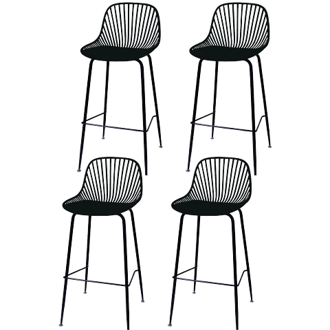 Pack 4 Taburetes Tropea Negro 77cm 