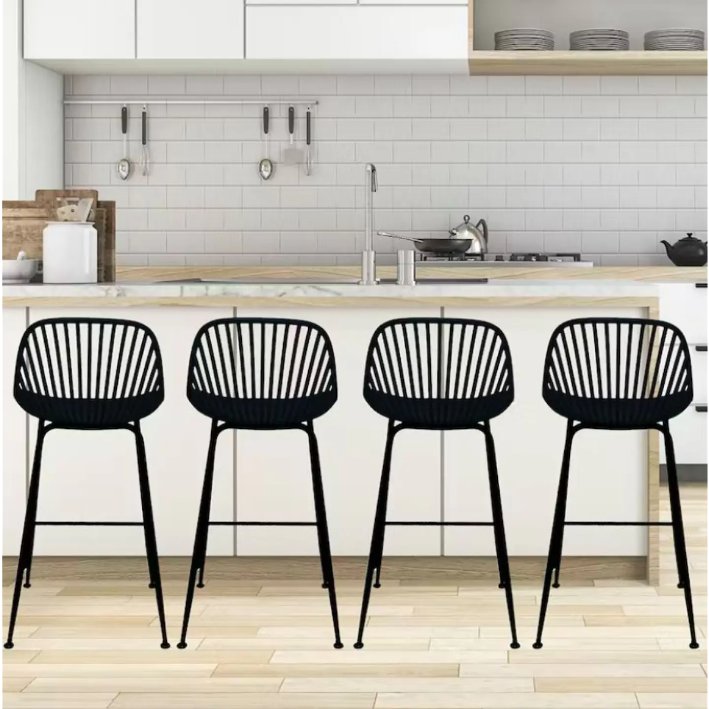 Pack 4 Taburetes Tropea Negro 77cm  4