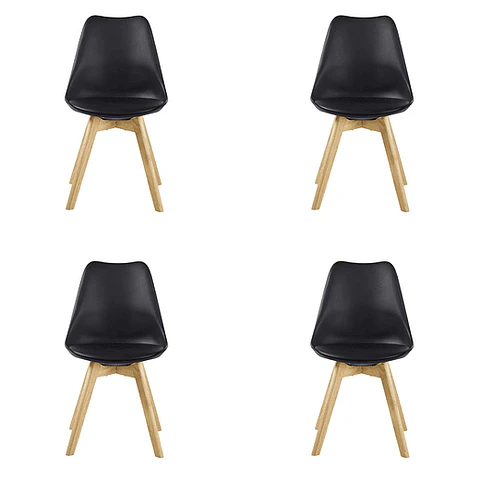 Pack de 4 Sillas Eames Oak Acolchadas 