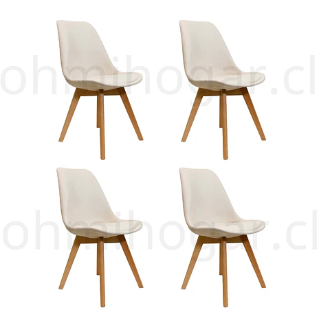 Pack 4 Sillas Tulip velvet acolchadas