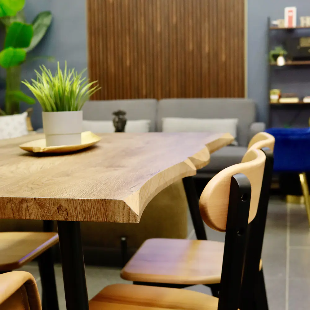 Comedor Rectangular Rusti 140x80 + Sillas Soma Negro  4