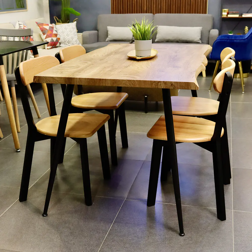 Comedor Rectangular Rusti 140x80 + Sillas Soma Negro  5
