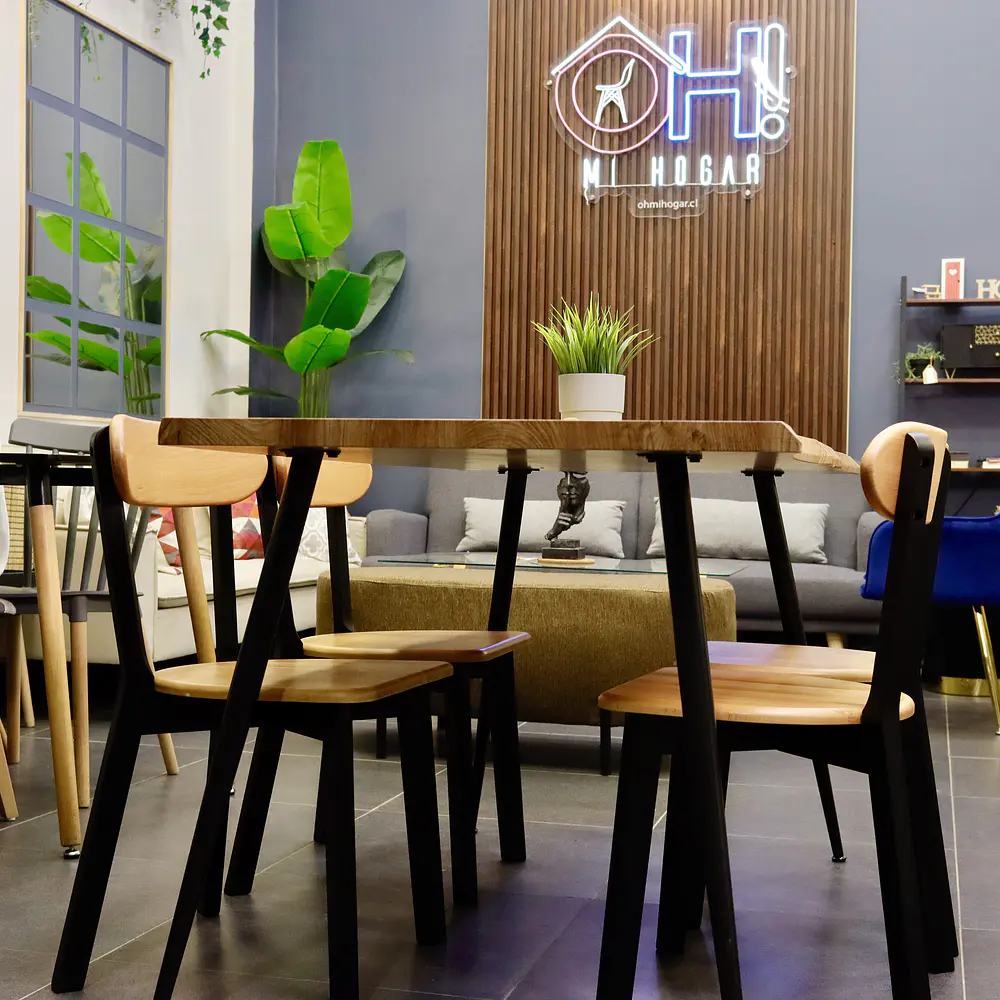 Comedor Rectangular Rusti 140x80 + Sillas Soma Negro  7