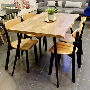 Comedor Rectangular Rusti 140x80 + Sillas Soma Negro 