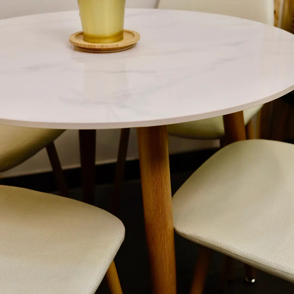 Mesa de Comedor Redonda de Cuarzo Calacatta Soft - (80cm, 100cm) 8