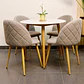 Set Comedor Redondo de Cuarzo + 4 Sillas Lino Oak - Miniatura 1