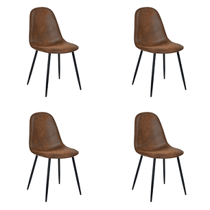 Pack de 4 Sillas Eames Ecocuero Café 