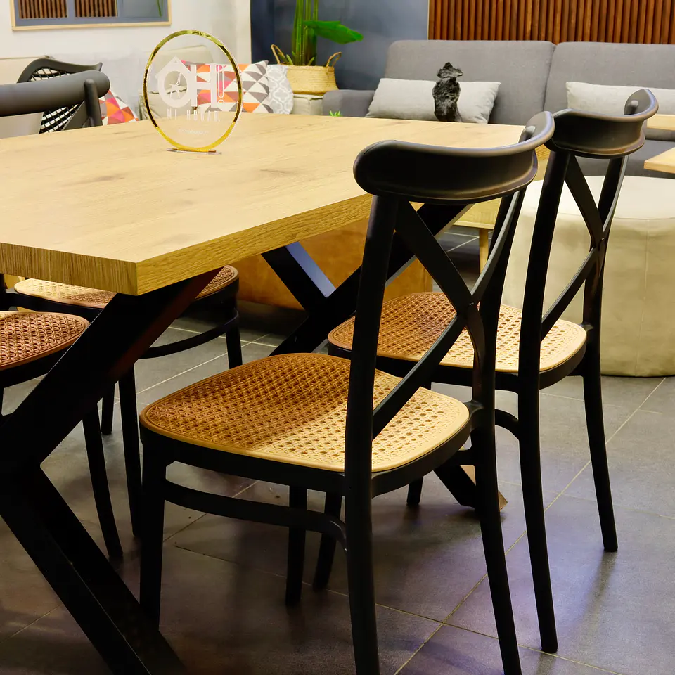 Set Comedor Xtable + Sillas Crossback Top Negro 6