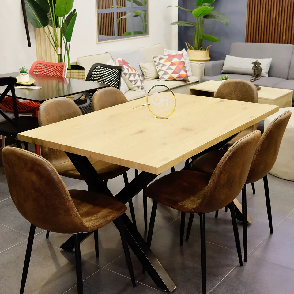 Set Comedor Xtable Wood + Sillas Eames Ecocuero Café 3