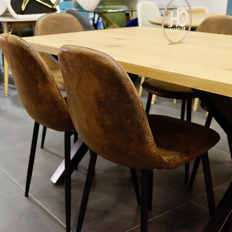 Set Comedor Xtable Wood + Sillas Eames Ecocuero Café 5