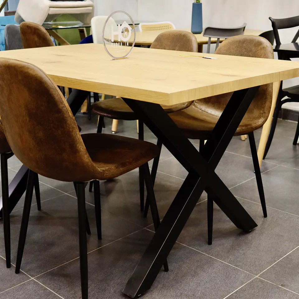Set Comedor Xtable Wood + Sillas Eames Ecocuero Café 10