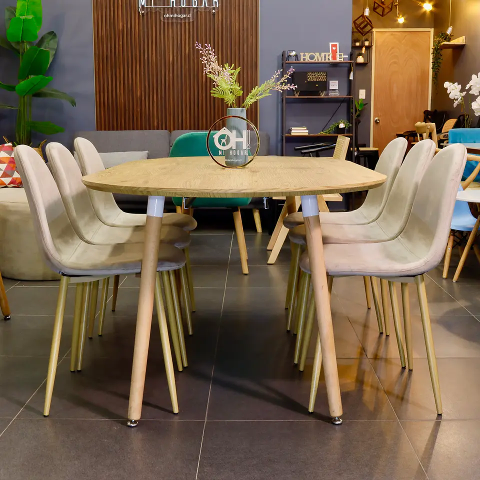 Comedor Extensible Wood (100 - 140 -180 cm) + Sillas Eames Velvet 3