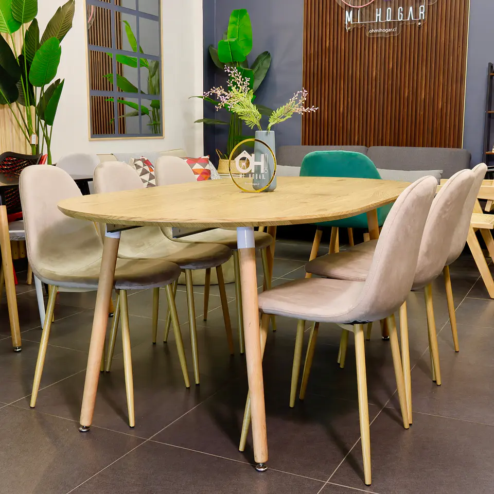 Comedor Extensible Wood (100 - 140 -180 cm) + Sillas Eames Velvet 5