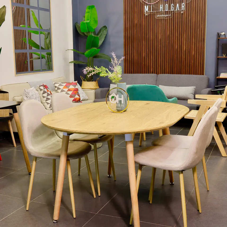 Comedor Extensible Wood (100 - 140 -180 cm) + Sillas Eames Velvet 6