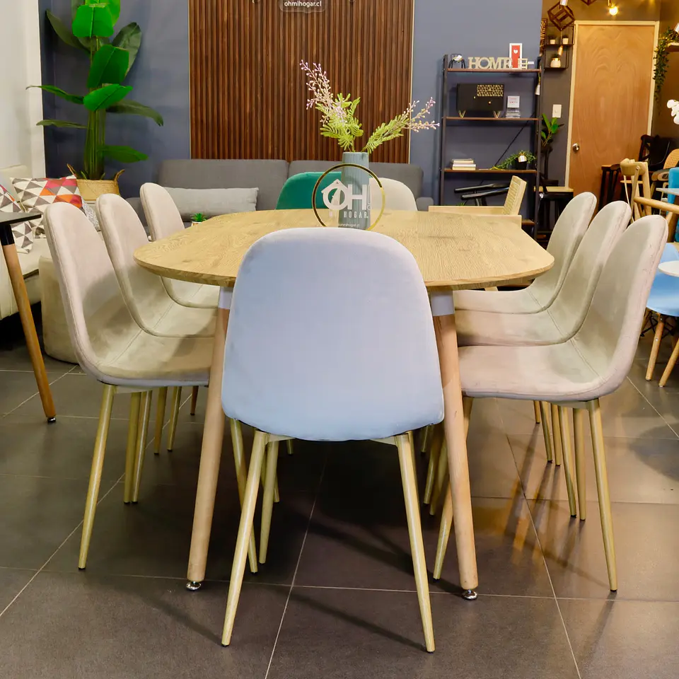Comedor Extensible Wood (100 - 140 -180 cm) + Sillas Eames Velvet 10