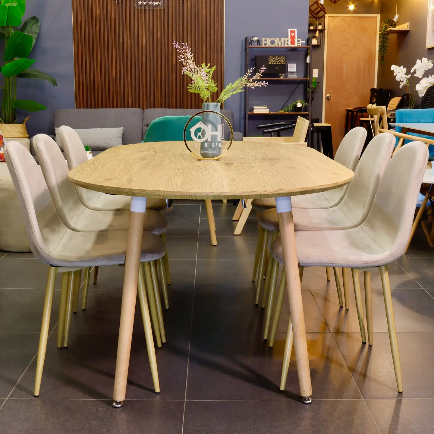 Comedor Extensible Wood (100 - 140 -180 cm) + Sillas Eames Velvet 11