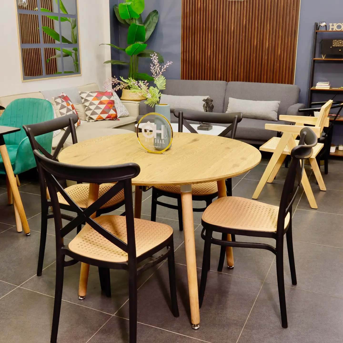 Comedor Extensible Wood (100-140-180 cm) + Sillas Crossback Top 2