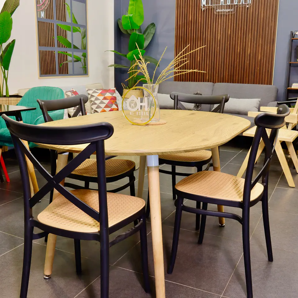 Comedor Extensible Wood (100-140-180 cm) + Sillas Crossback Top 4