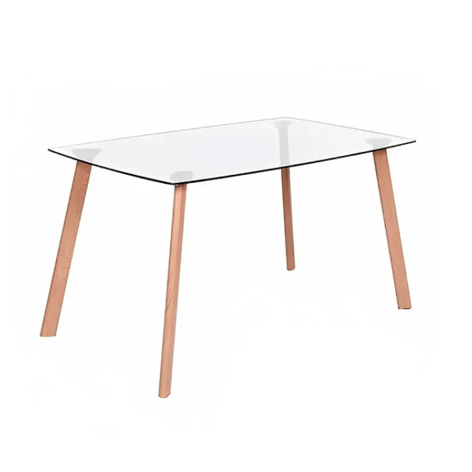 Mesa Nordica Rectangular de Vidrio Laterales Redondeados - (140x80x75cm, 150x90cm)  1