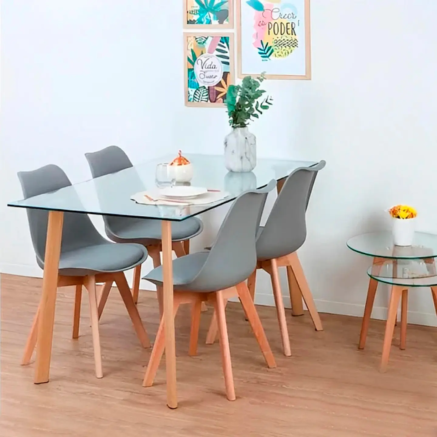 Mesa Nordica Rectangular de Vidrio Laterales Redondeados - (140x80x75cm, 150x90cm)  4