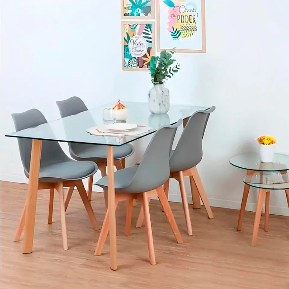 Mesa Nordica Rectangular de Vidrio Laterales Redondeados - (140x80x75cm, 150x90cm)  4