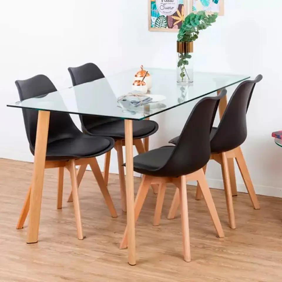 Mesa Nordica Rectangular de Vidrio Laterales Redondeados - (140x80x75cm, 150x90cm)  2