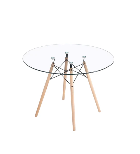 Mesa Eames Redonda de Vidrio - (80cm, 100cm, 120cm)
