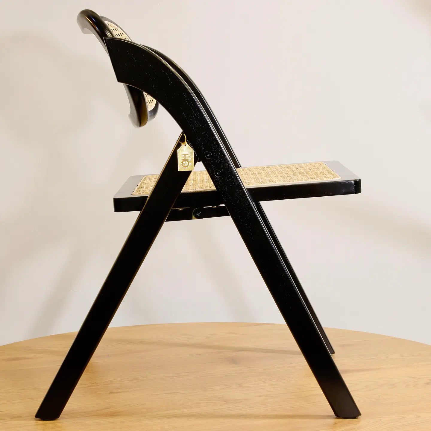 Silla de Comedor Plegable de Madera y Ratan Natural  9
