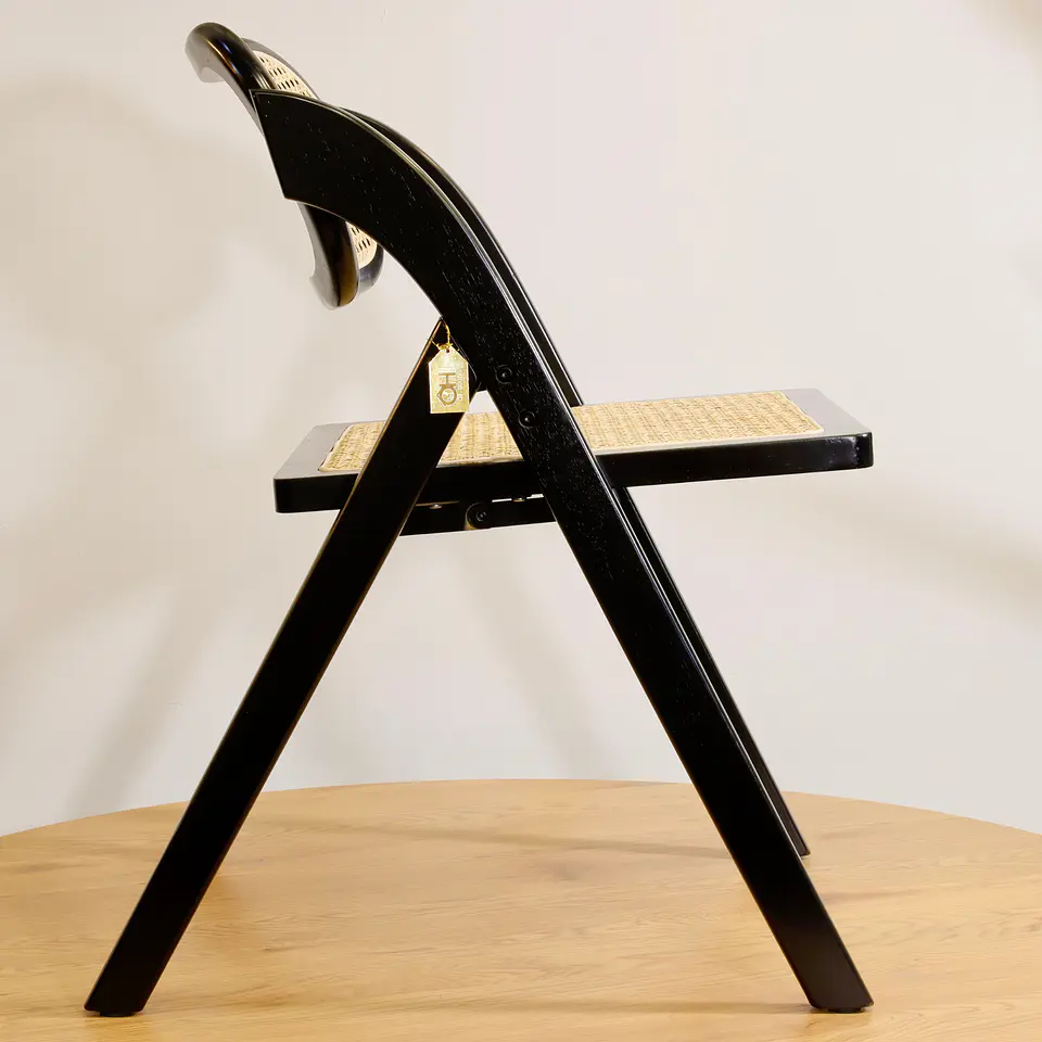 Silla de Comedor Plegable de Madera y Ratan Natural  9