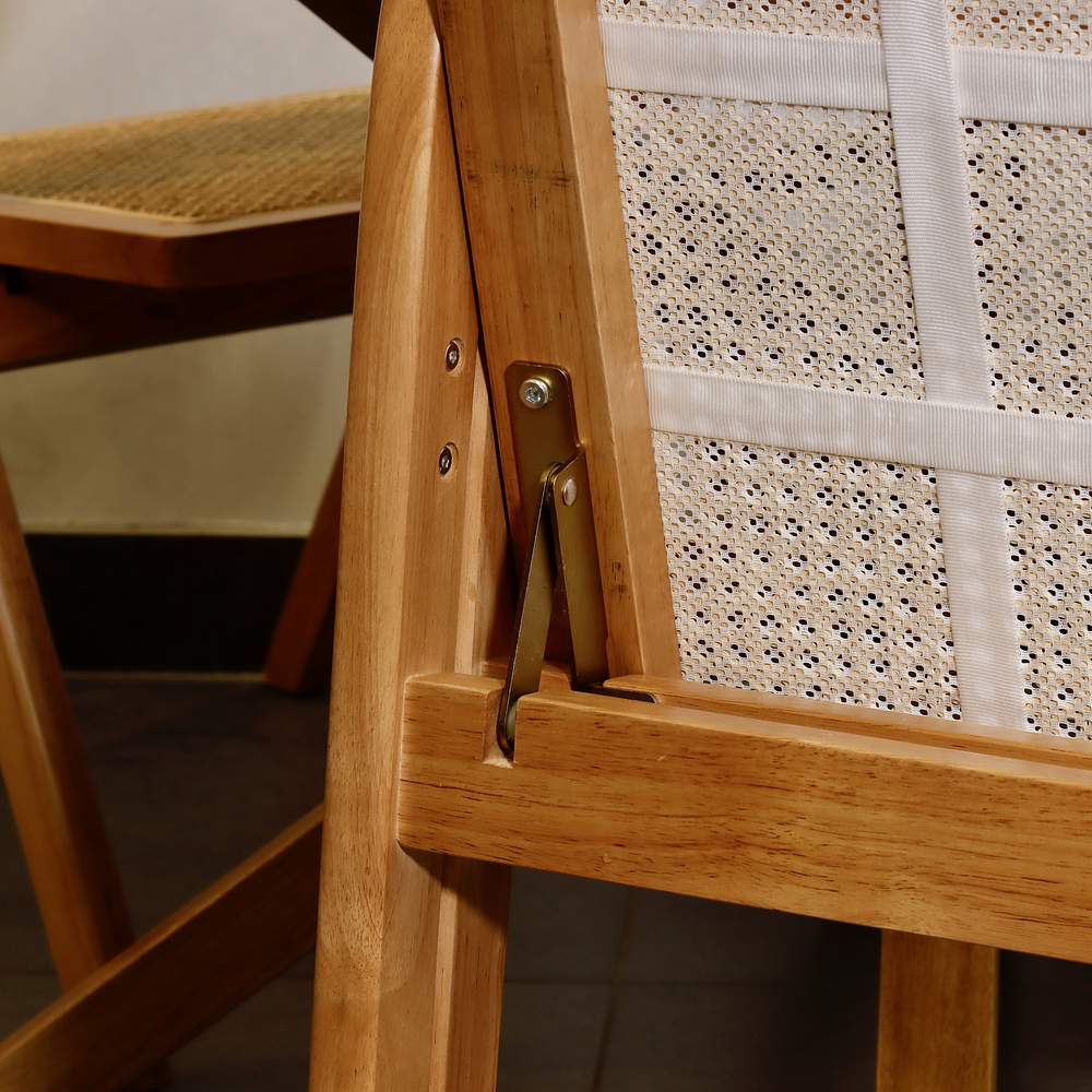 Silla de Comedor Plegable de Madera y Ratan Natural  14