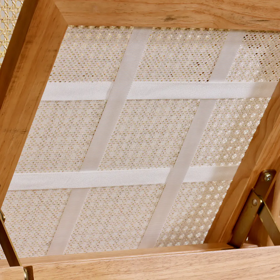 Silla de Comedor Plegable de Madera y Ratan Natural  23