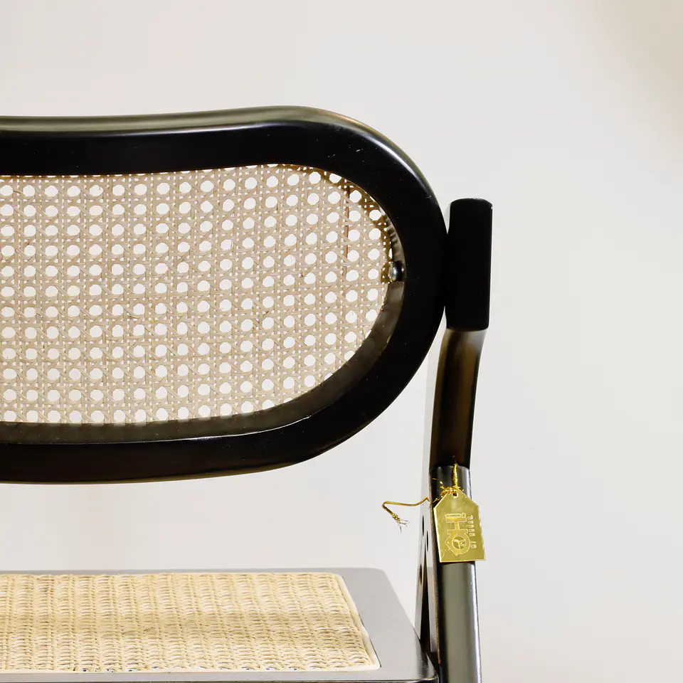 Silla de Comedor Plegable de Madera y Ratan Natural  30