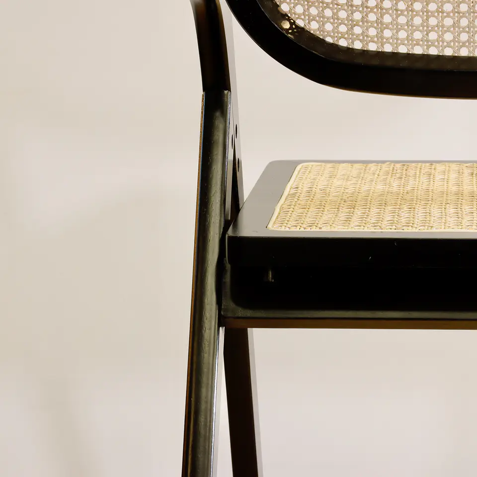 Silla de Comedor Plegable de Madera y Ratan Natural  31