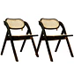 Pack de 2 Sillas de Comedor Plegables de Madera y Ratan Natural  - Miniatura 1