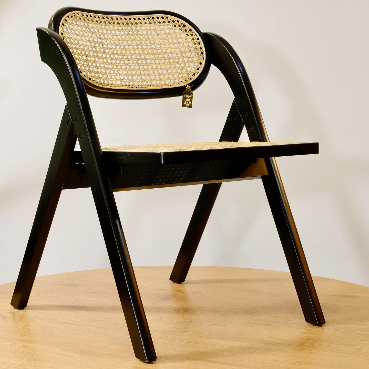 Pack de 2 Sillas de Comedor Plegables de Madera y Ratan Natural  3