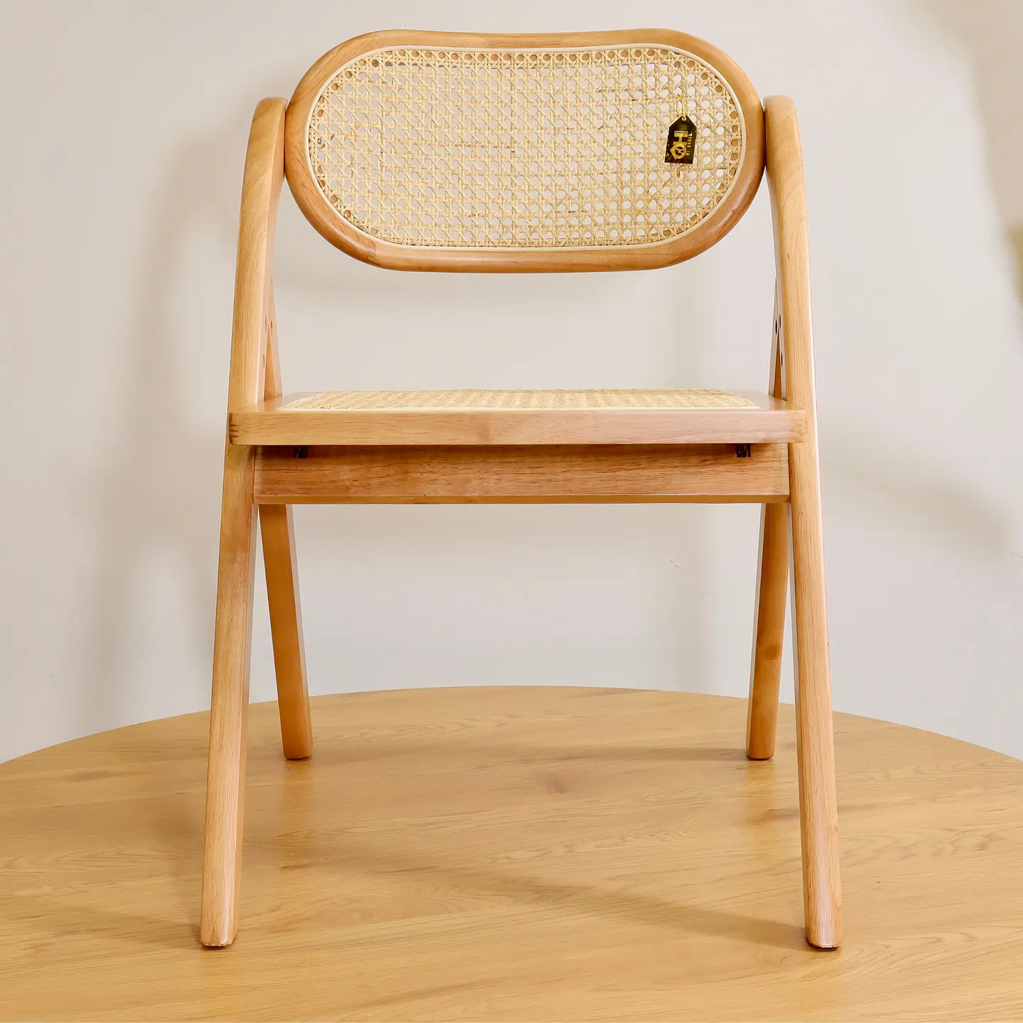 Pack de 2 Sillas de Comedor Plegables de Madera y Ratan Natural  12