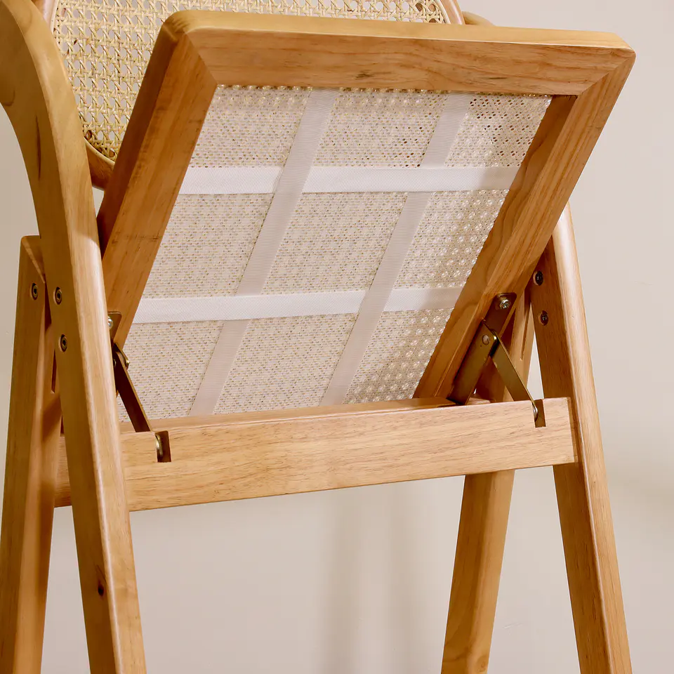 Pack de 2 Sillas de Comedor Plegables de Madera y Ratan Natural  22