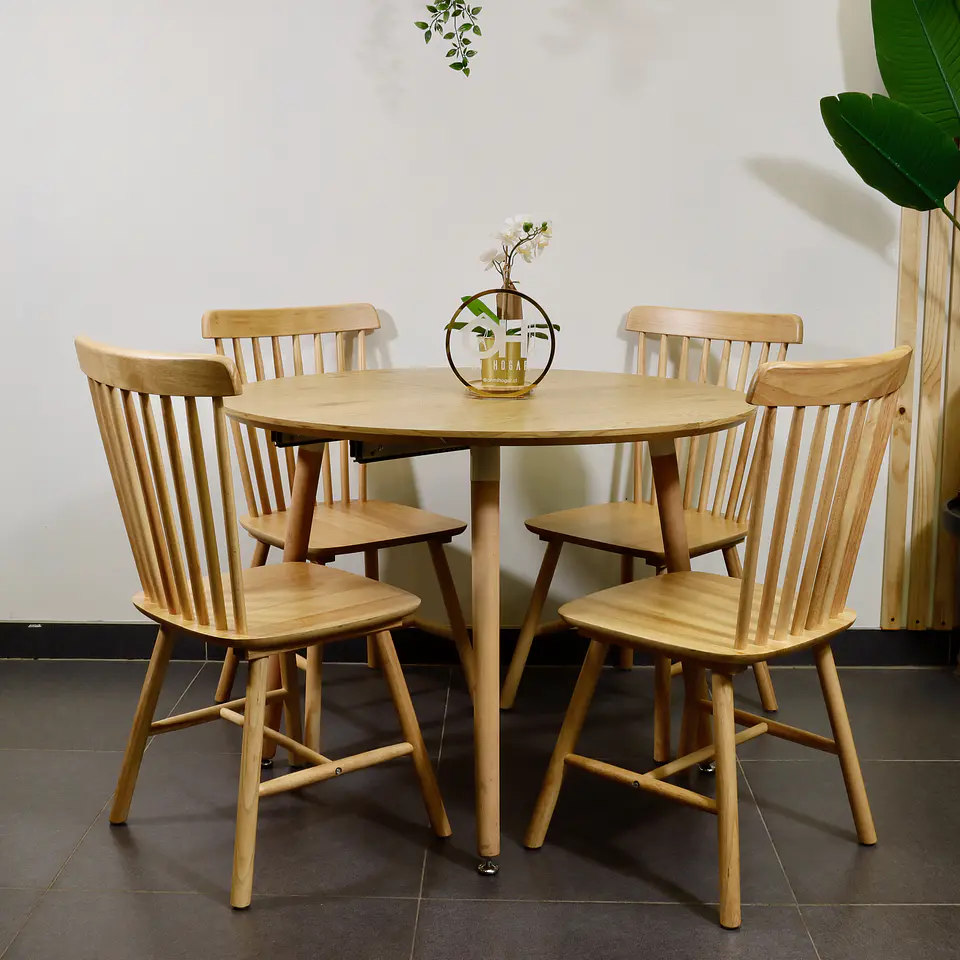 Comedor Extensible Wood (100x100cm a 140cm & 180cm) + Sillas Windsor de Madera 3