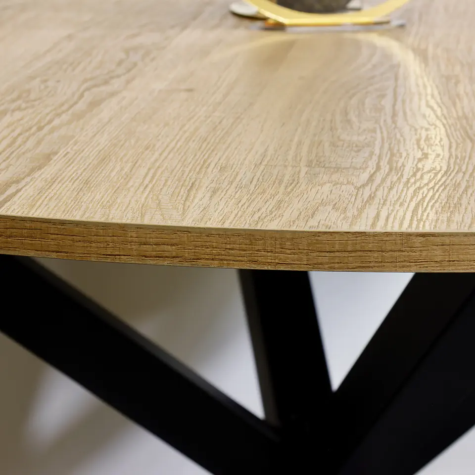 Set de Comedor Ohmioh Mesa Redonda Natural de 120 cm + 4 Sillas Plegables de Madera 16