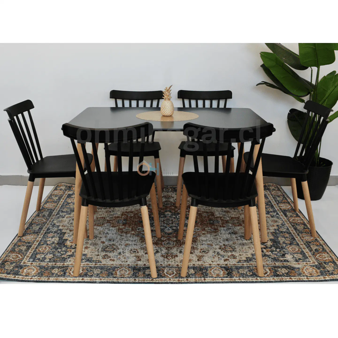 Comedor Rectangular Mesa Eames 120x80cm + Sillas Windsor 2
