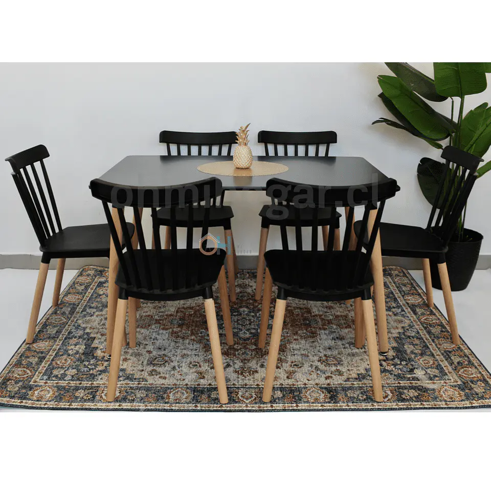Comedor Rectangular Mesa Eames 120x80cm + Sillas Windsor 2
