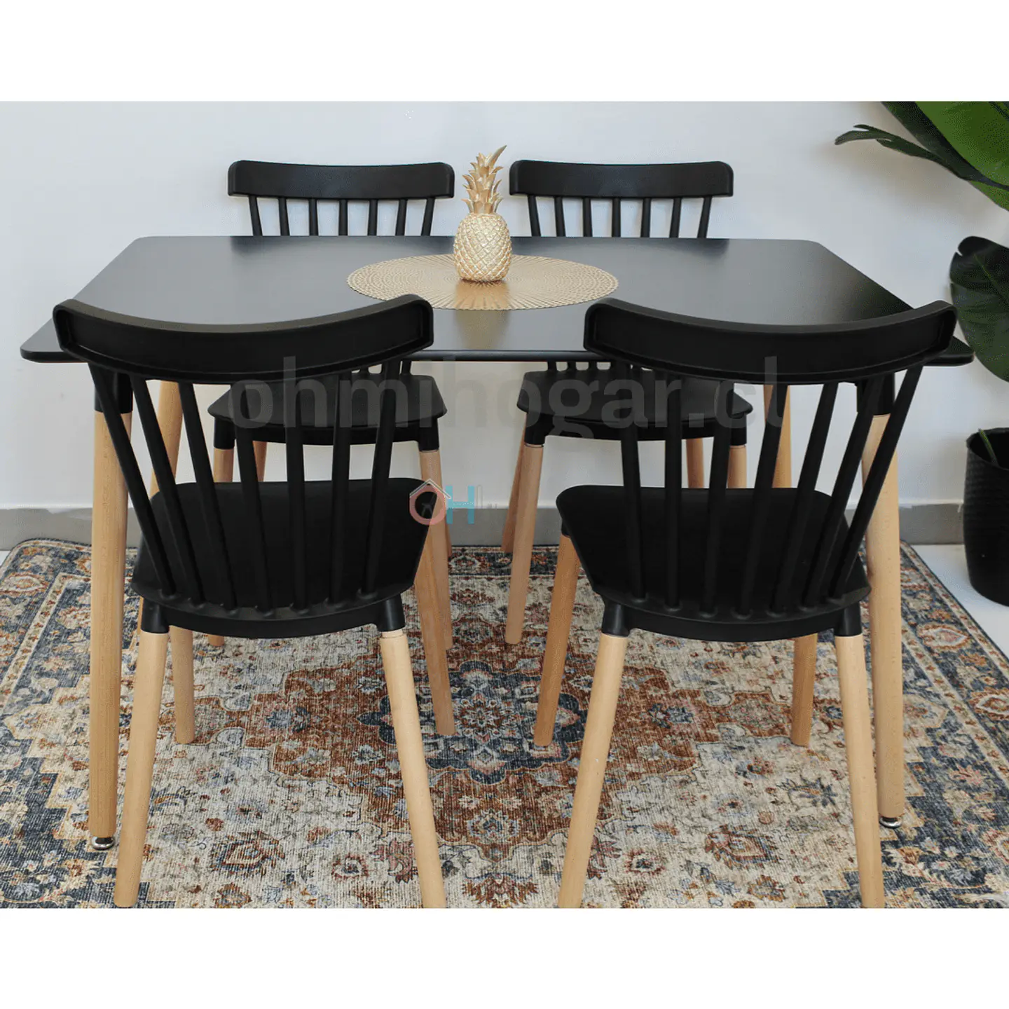 Comedor Rectangular Mesa Eames 120x80cm + Sillas Windsor 5