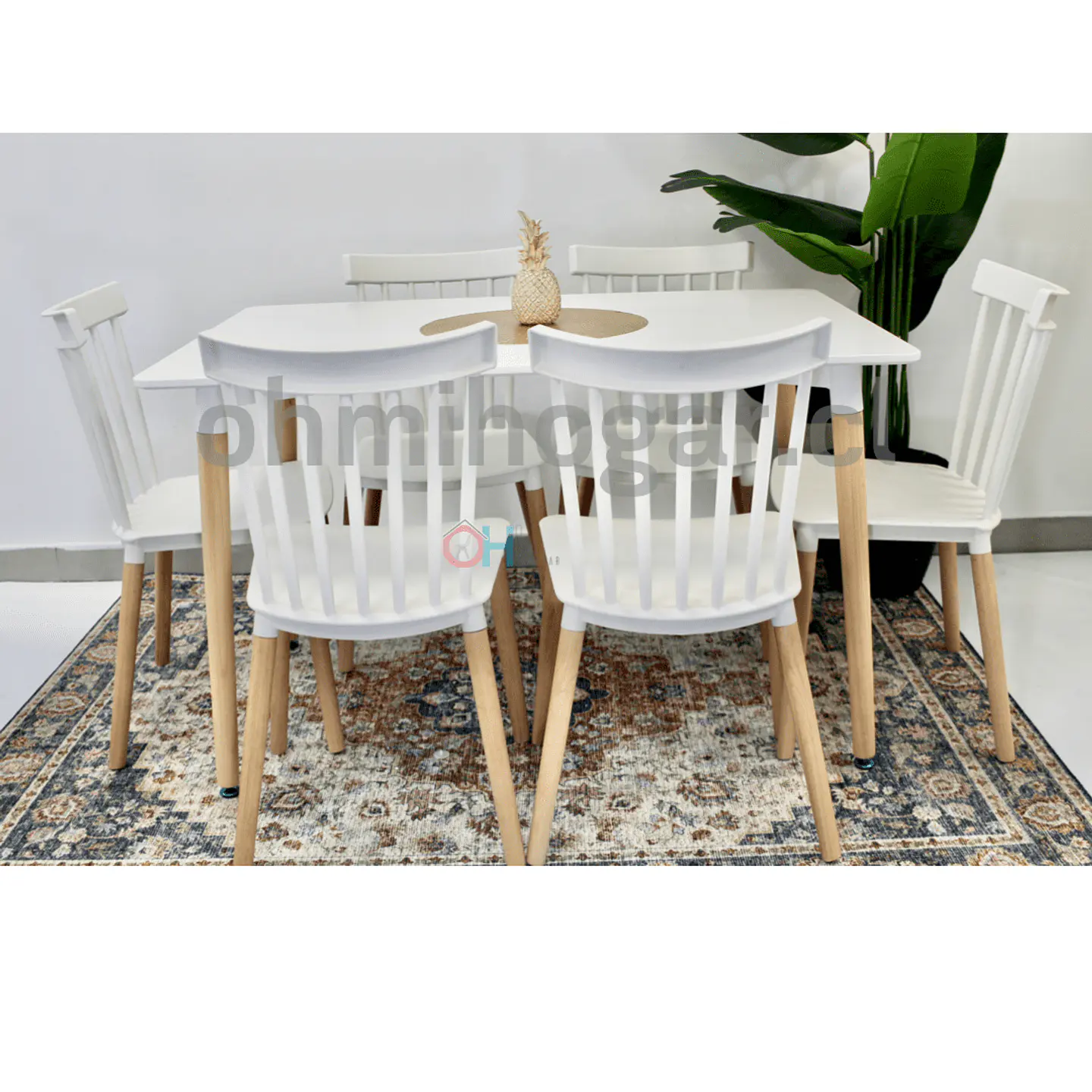 Comedor Rectangular Mesa Eames 120x80cm + Sillas Windsor 3