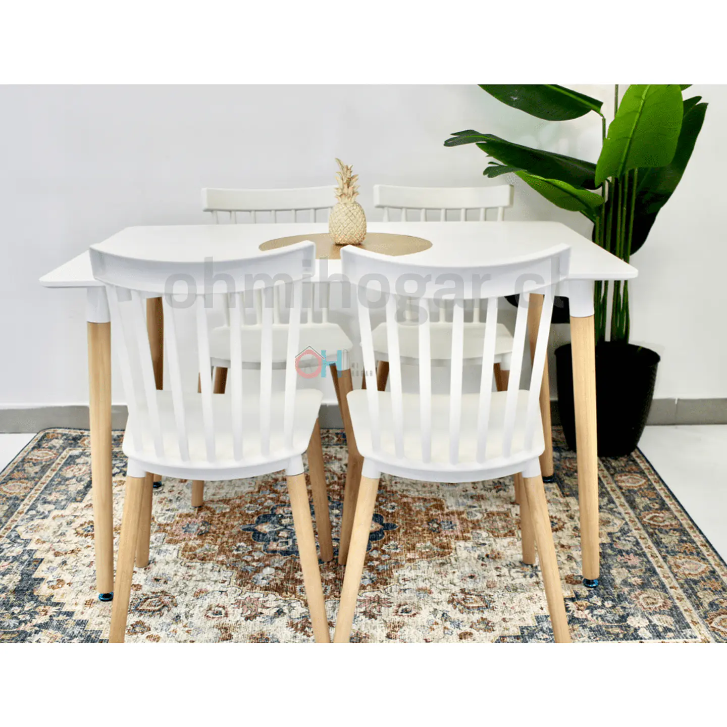 Comedor Rectangular Mesa Eames 120x80cm + Sillas Windsor 6