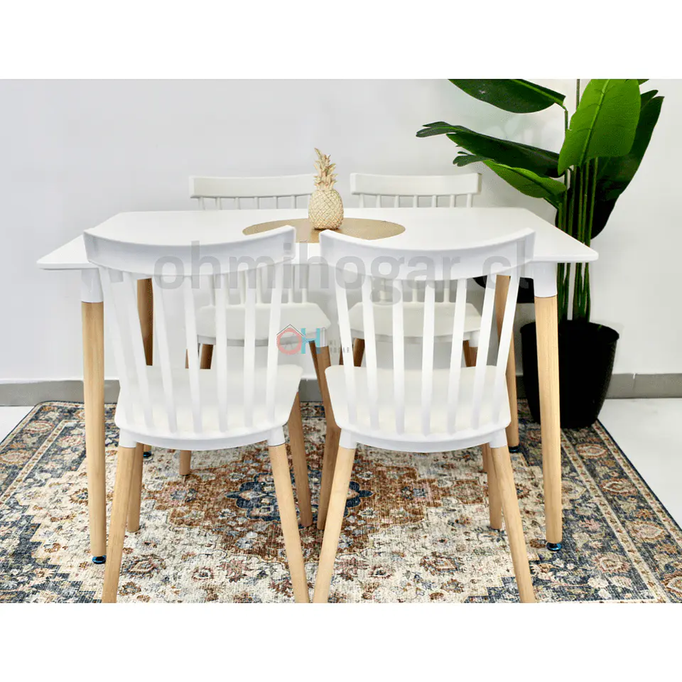 Comedor Rectangular Mesa Eames 120x80cm + Sillas Windsor 6