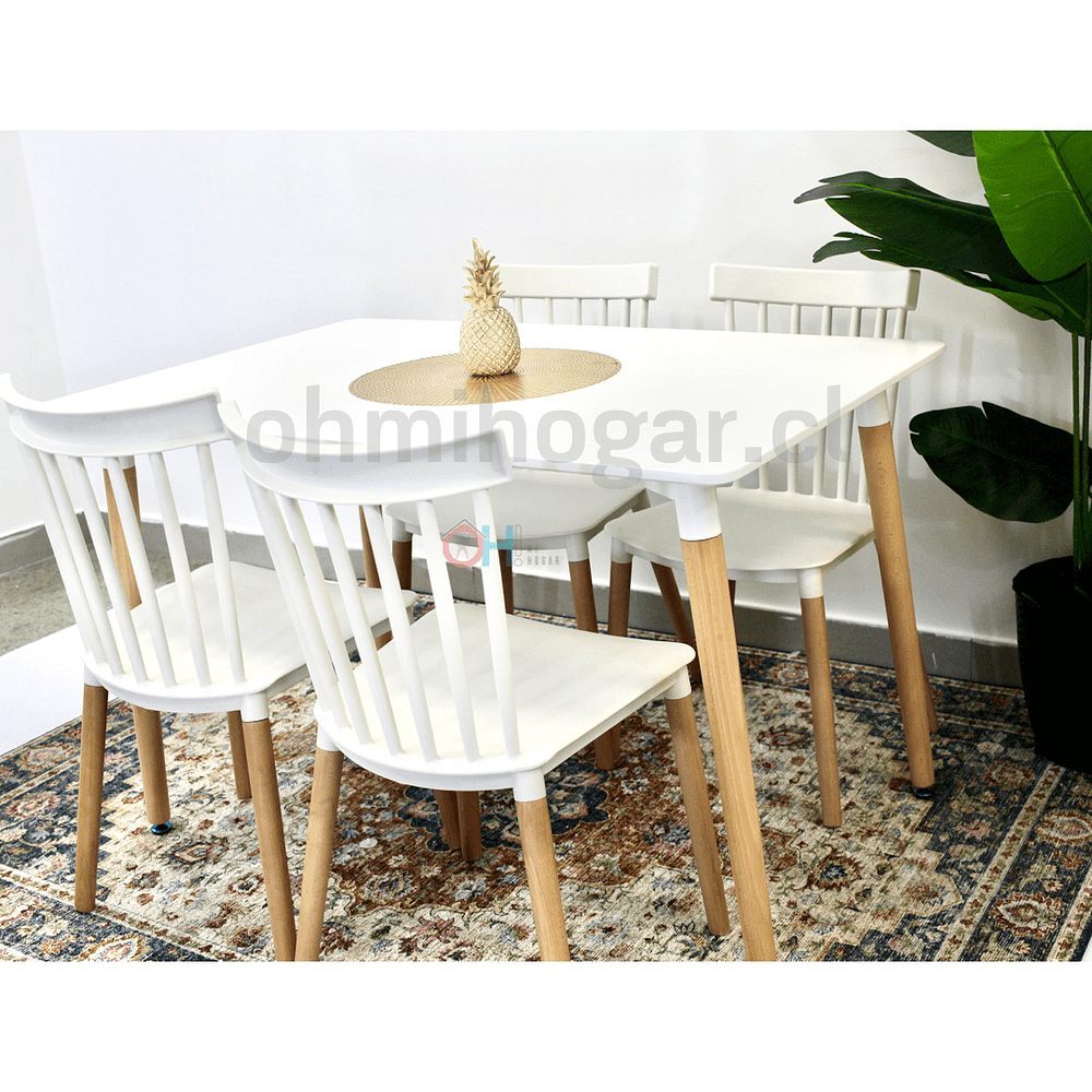 Comedor Rectangular Mesa Eames 120x80cm + Sillas Windsor 10