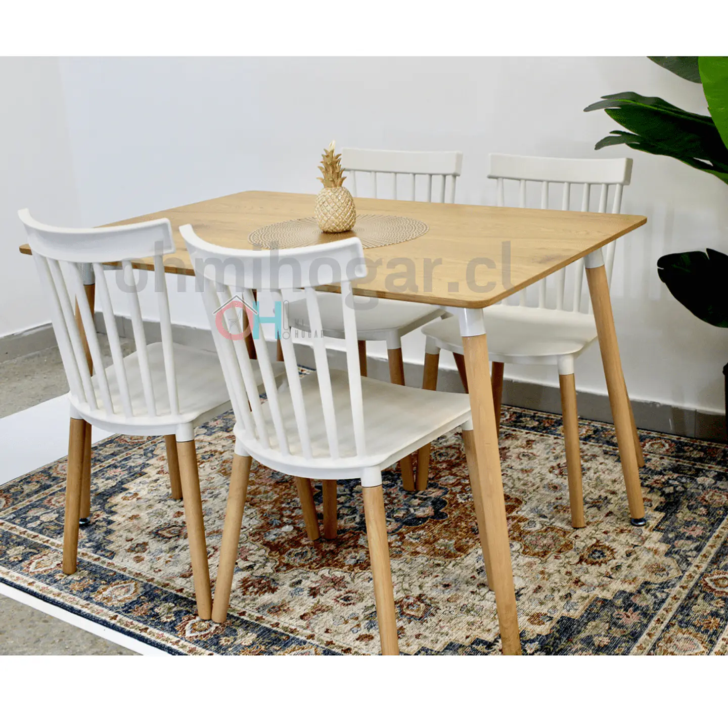 Comedor Rectangular Mesa Eames 120x80cm + Sillas Windsor 7