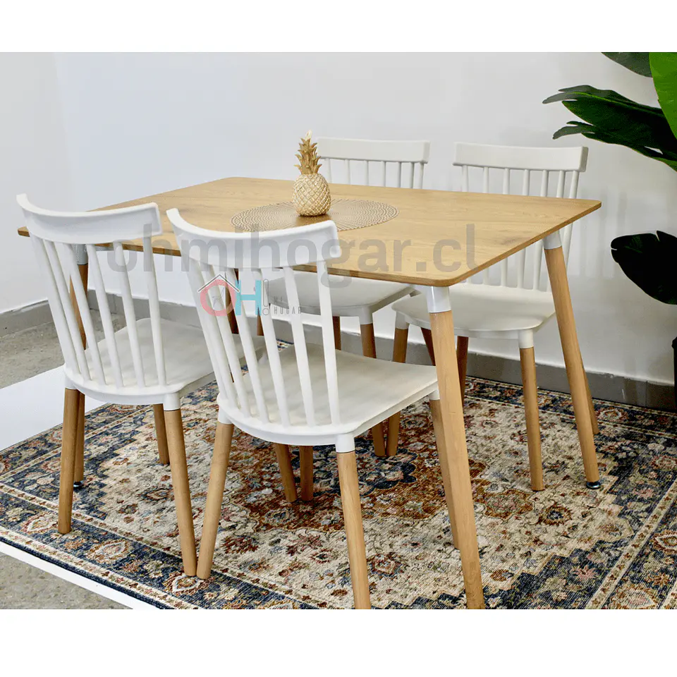 Comedor Rectangular Mesa Eames 120x80cm + Sillas Windsor 7